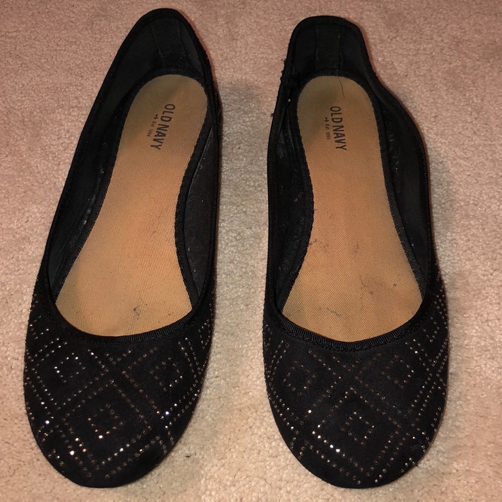 Black sequin flats